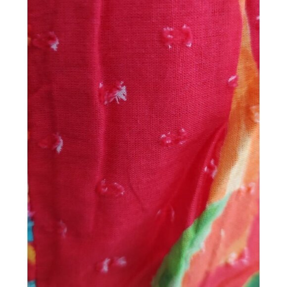 FARM Rio Midi Dress XL Red Ipanema Ruffle Sleeveless Tropical Resortwear - Picture 10 of 15